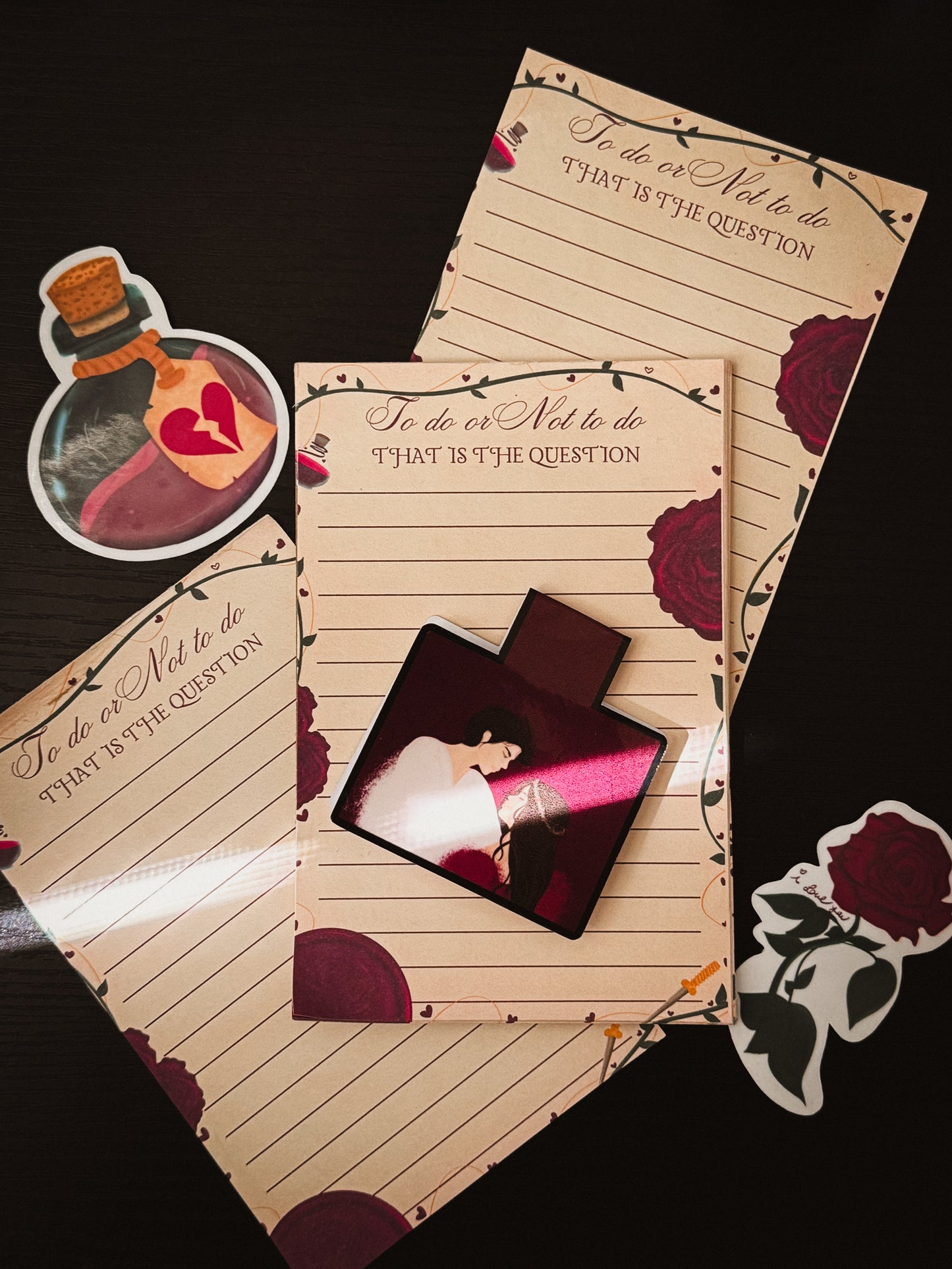 Star-Crossed Stationery Set | Handmade Notepad, Magnetic Bookmark & Stickers