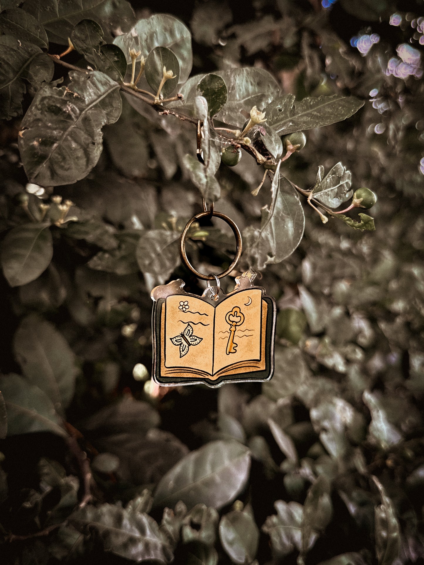 Enchanted Book Keychain — Brass Story Charm for Book Lovers  image 3
