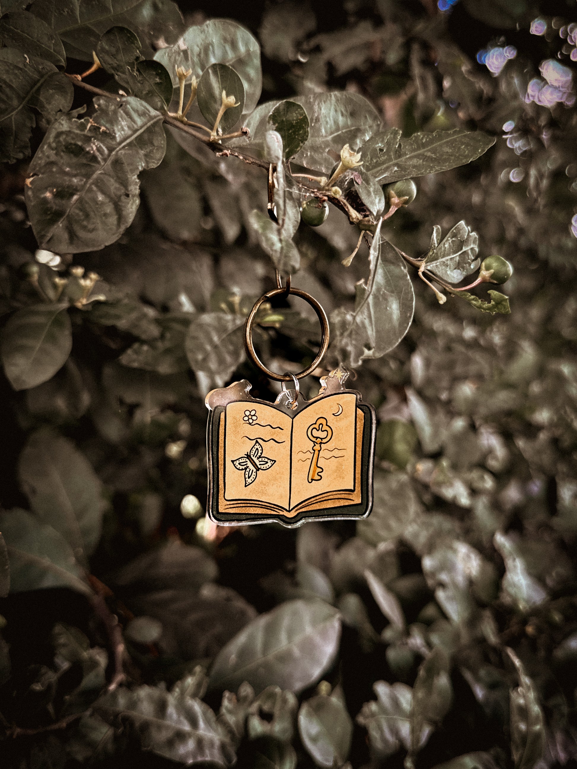 Enchanted Book Keychain — Brass Story Charm for Book Lovers  image 3