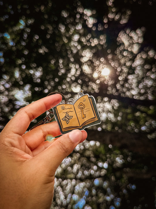 Enchanted Book Keychain — Brass Story Charm for Book Lovers  image 1